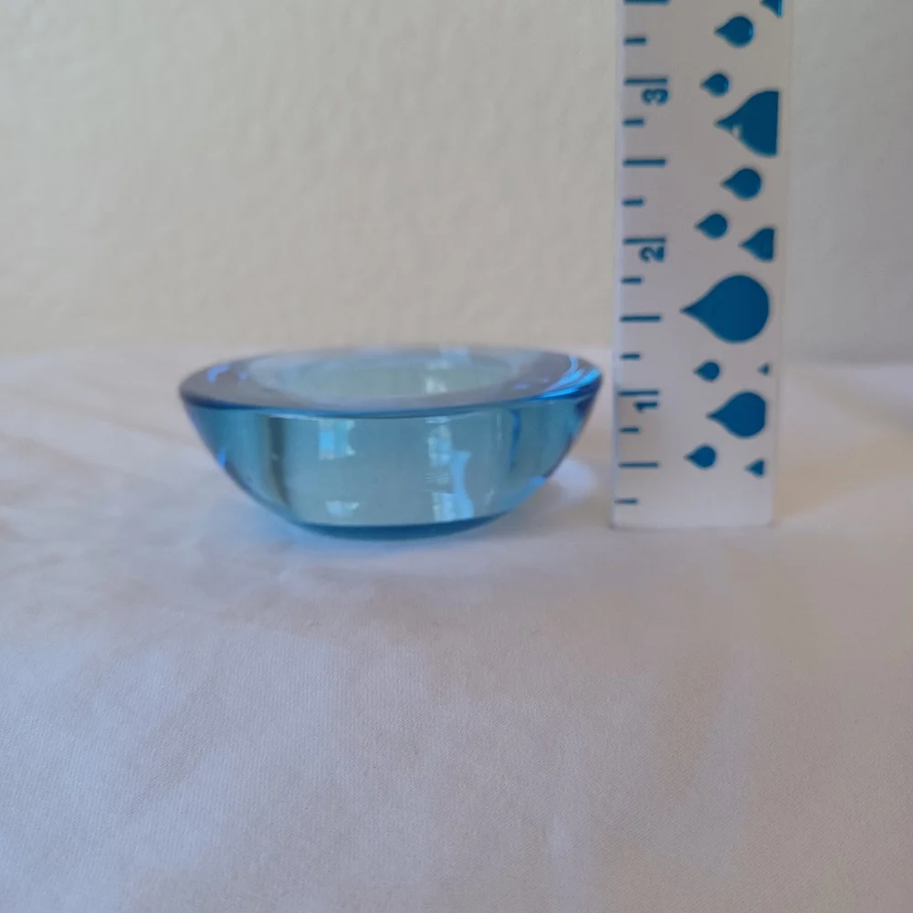 SET OF 2 Vintage IKEA Solid Glass Votive Tealight Candle Holders, Light Blue